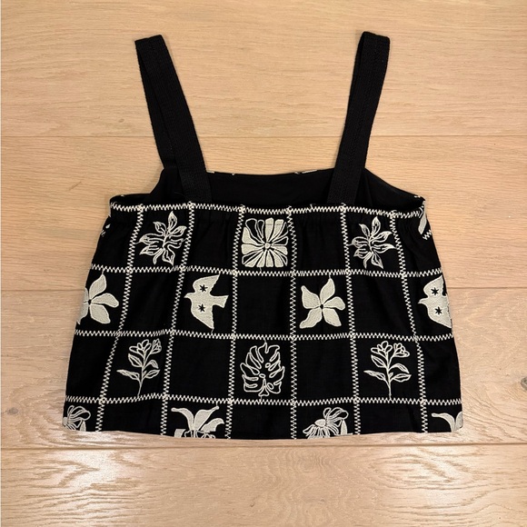 Greylin Lauren Grid Embroidery Crop Top Black White | Size S - Picture 5 of 6